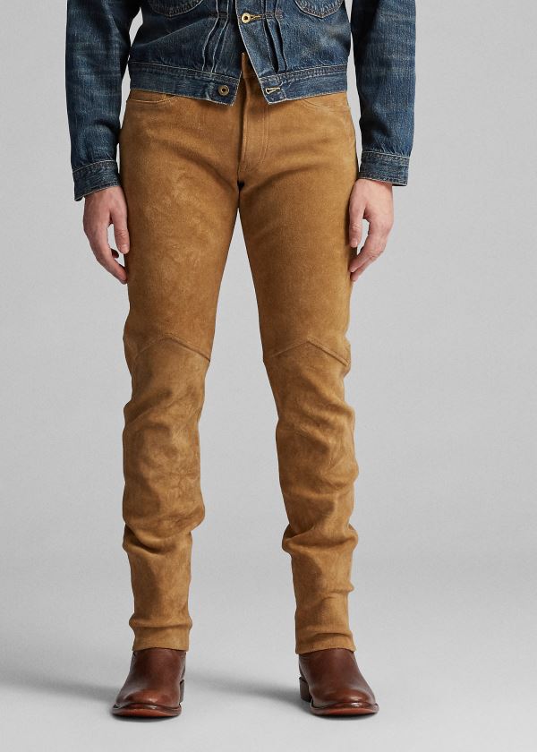 Men's Ralph Lauren Slim Fit Stretch Suede Pants | 582637QMT